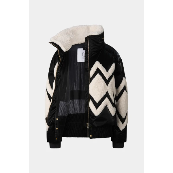 Bogner Vaia Down Ski Jacket in Black and Off White, view 2 | Jackets | Coveti