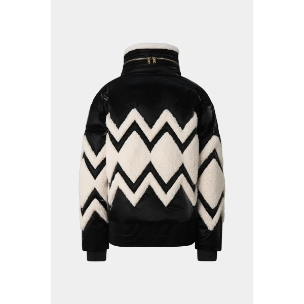 Bogner Vaia Down Ski Jacket in Black and Off White, view 3 | Jackets | Coveti