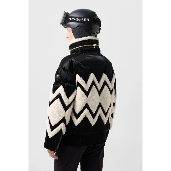 Bogner Vaia Down Ski Jacket in Black and Off White, view 5 | Jackets | Coveti