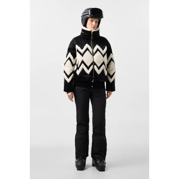 Bogner Vaia Down Ski Jacket in Black and Off White, view 6 | Jackets | Coveti