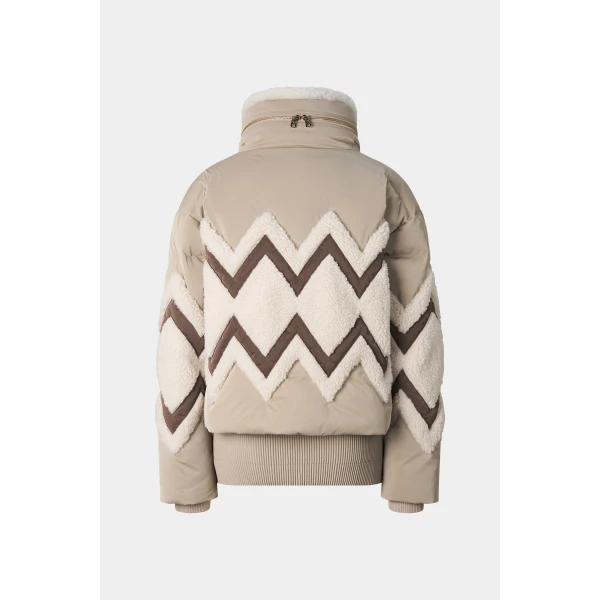 Bogner Vaia Down Ski Jacket in Camel and Off White, view 3 | Jackets | Coveti