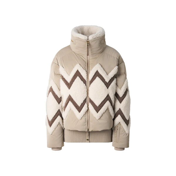 Bogner Vaia Down Ski Jacket in Camel and Off White | Jackets | Coveti