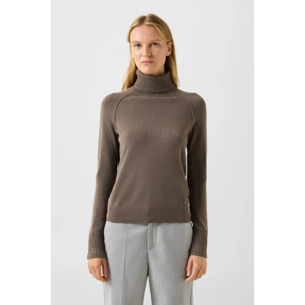 Bogner Vaiana Pure New Wool and Cashmere Jumper in Grey-Brown, view 3 | Sweaters | Coveti