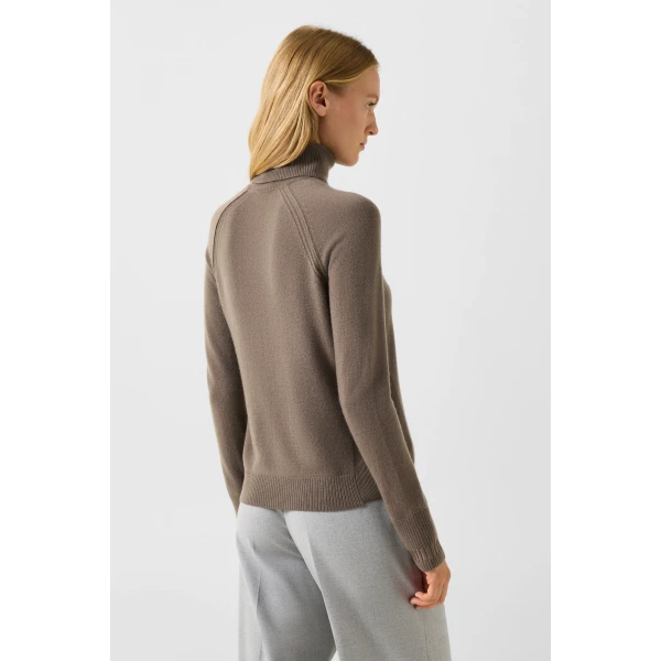 Bogner Vaiana Pure New Wool and Cashmere Jumper in Grey-Brown, view 4 | Sweaters | Coveti
