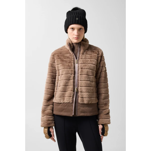 Bogner Valesca Faux Fur Jacket in Hazel, view 4 | Jackets | Coveti