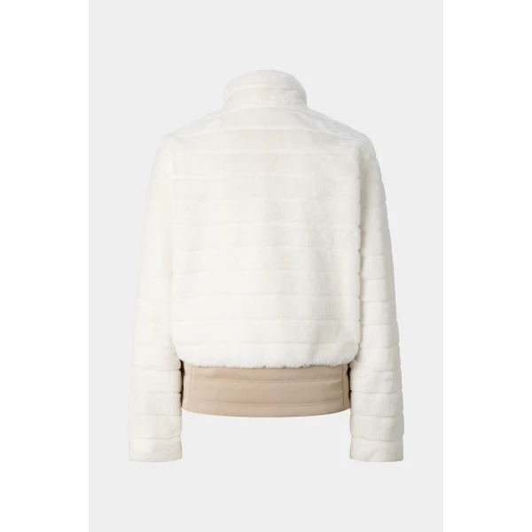 Bogner Valesca Faux Fur Jacket in Off White and Beige, view 3 | Jackets | Coveti
