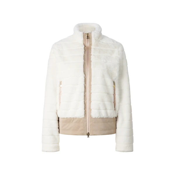 Valesca Faux Fur Jacket in Off White and Beige