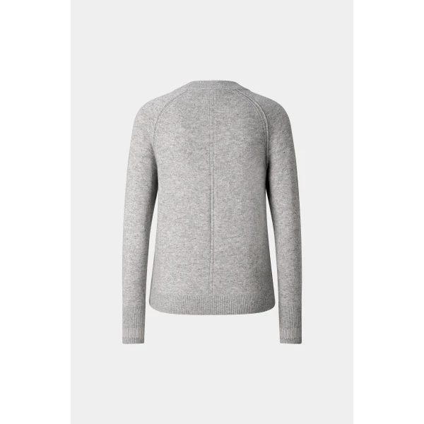 Bogner Vanessa Pure New Wool and Cashmere Jumper in Light Grey, view 2 | Sweaters | Coveti
