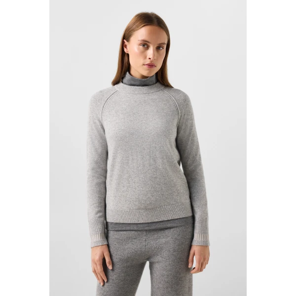 Bogner Vanessa Pure New Wool and Cashmere Jumper in Light Grey, view 5 | Sweaters | Coveti
