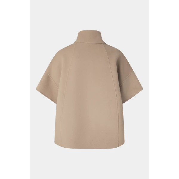 Bogner Venice Double-Faced Wool Cape in Camel, view 3 | Wool Coat | Coveti