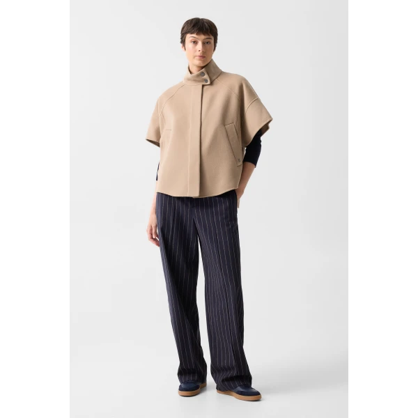 Bogner Venice Double-Faced Wool Cape in Camel, view 6 | Wool Coat | Coveti