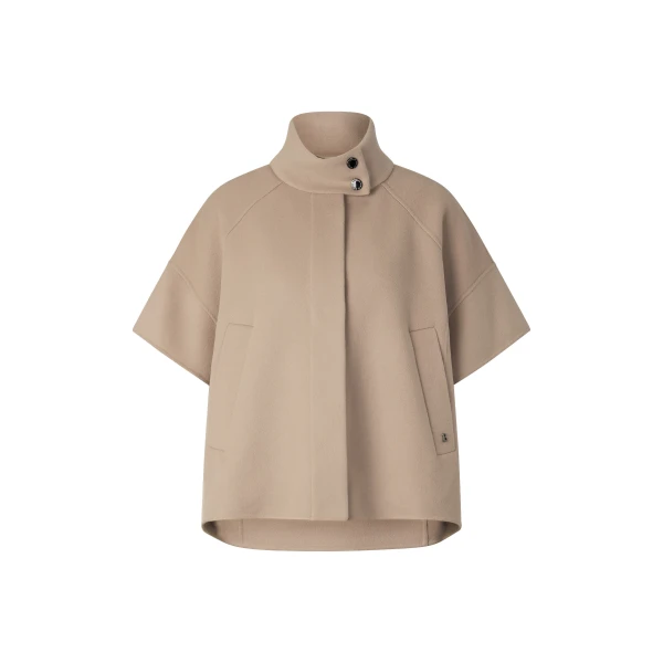 Bogner Venice Double-Faced Wool Cape in Camel | Wool Coat | Coveti
