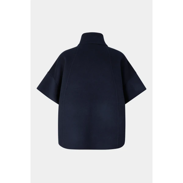 Bogner Venice Double-Faced Wool Cape in Navy, view 3 | Wool Coat | Coveti