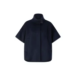 Bogner Venice Double-Faced Wool Cape in Navy | Wool Coat | Coveti