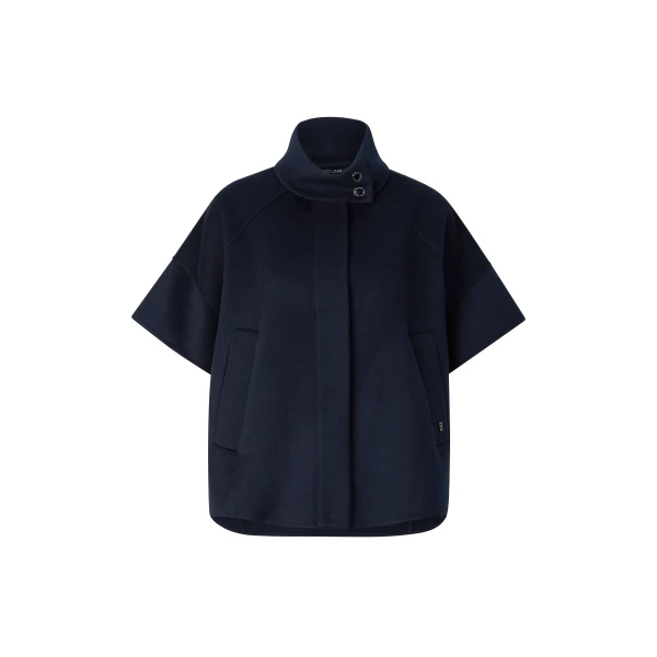 Bogner Venice Double-Faced Wool Cape in Navy | Wool Coat | Coveti