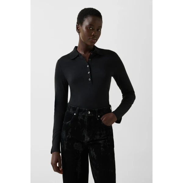 Bogner Whoopy Polo Long-Sleeved Top in Black, view 3 | Long Sleeve | Coveti