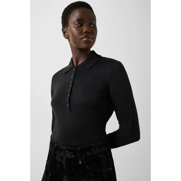 Bogner Whoopy Polo Long-Sleeved Top in Black, view 6 | Long Sleeve | Coveti