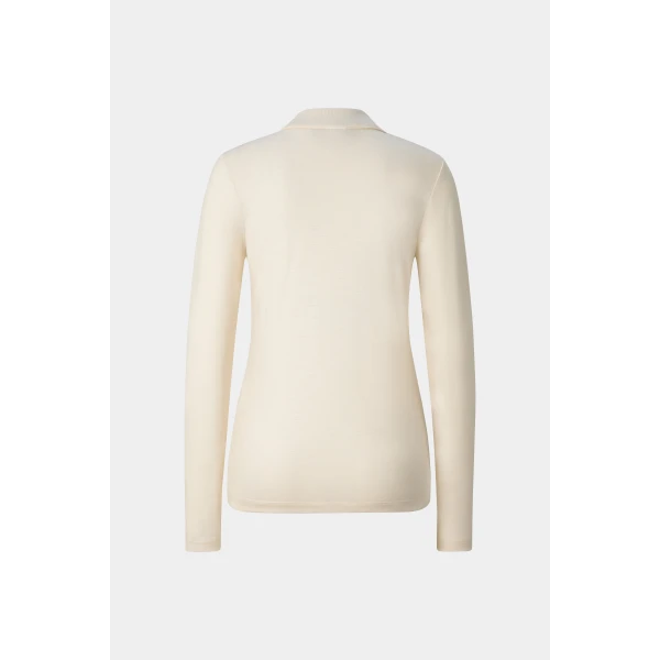 Bogner Whoopy Polo Long-Sleeved Top in Off White, view 2 | Long Sleeve | Coveti