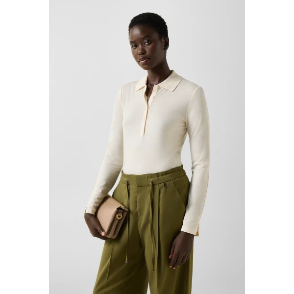 Bogner Whoopy Polo Long-Sleeved Top in Off White, view 3 | Long Sleeve | Coveti