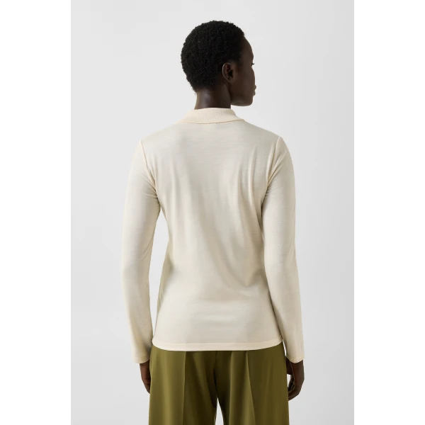 Bogner Whoopy Polo Long-Sleeved Top in Off White, view 4 | Long Sleeve | Coveti