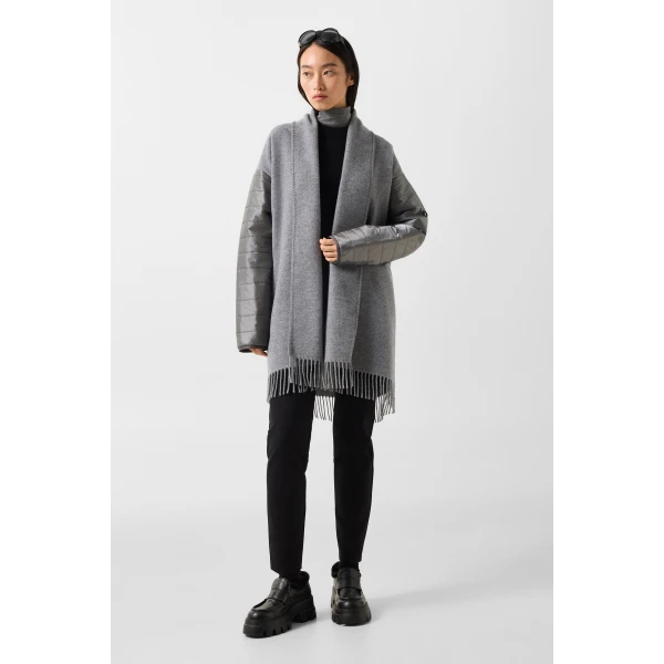 Bogner Wool Mix Poncho in Grey, view 6 | Sweaters | Coveti