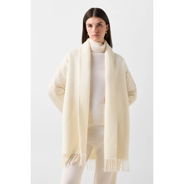 Bogner Wool Mix Poncho in Off White, view 4 | Sweaters | Coveti