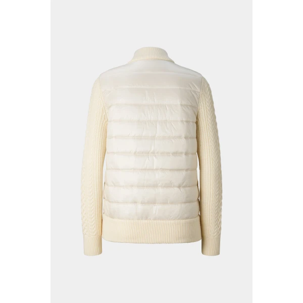 Bogner Zamila Knitted Quilted Jacket in Off White, view 2 | Cardigan | Coveti