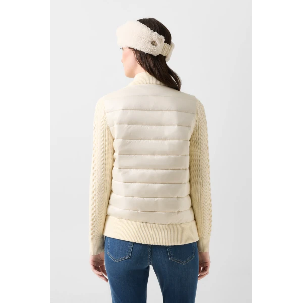 Bogner Zamila Knitted Quilted Jacket in Off White, view 4 | Cardigan | Coveti