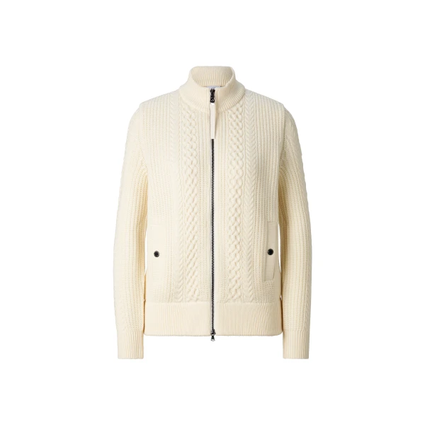 Bogner Zamila Knitted Quilted Jacket in Off White | Cardigan | Coveti
