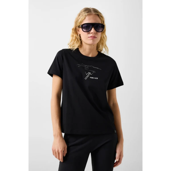 Bogner Zyssa Cotton T-Shirt in Black, view 3 | T-shirts | Coveti