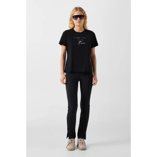 Bogner Zyssa Cotton T-Shirt in Black, view 5 | T-shirts | Coveti