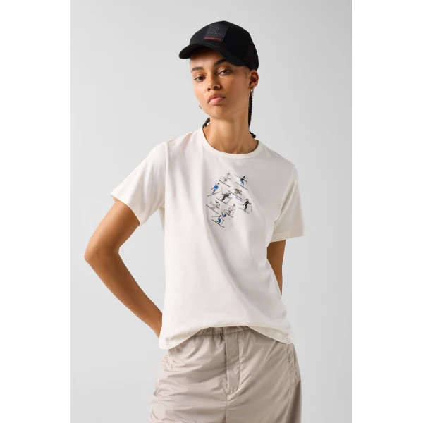 Bogner Zyssa Cotton T-Shirt in Off White, view 3 | T-shirts | Coveti