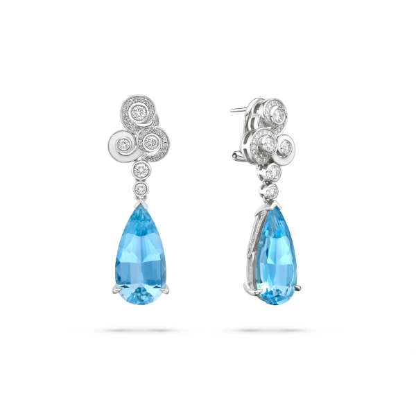 Boodles A Family Journey Geneva Aquamarine Platinum Earrings | Fine Earrings | Coveti