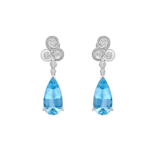 Boodles A Family Journey Geneva Aquamarine Platinum Earrings | Fine Earrings | Coveti