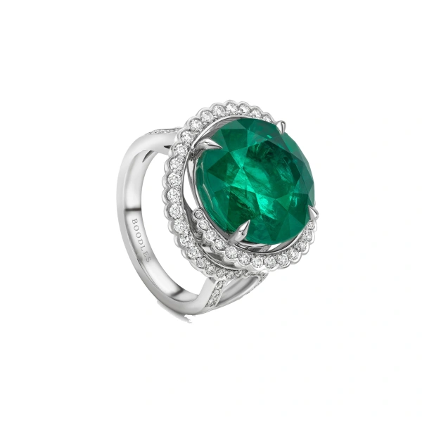 Boodles A Family Journey Monaco Emerald Platinum Ring | Fine Rings | Coveti