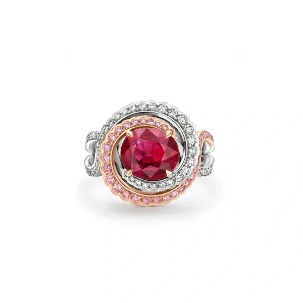 Boodles A Family Journey Monaco Oval Ruby and Pink Diamond Ring | Fine Rings | Coveti