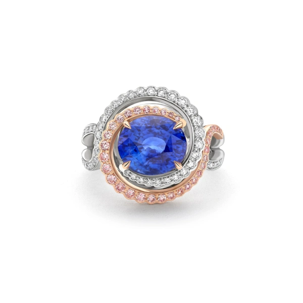 Boodles A Family Journey Monaco Oval Sapphire and Pink Diamond Ring | Fine Rings | Coveti