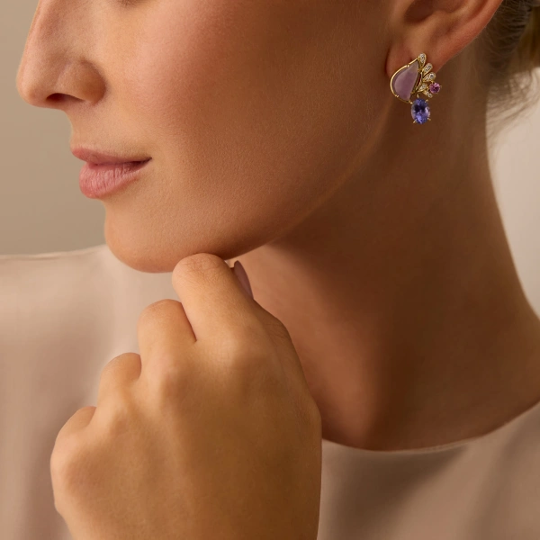 Boodles A Family Journey Provence Tanzanite Yellow Gold Earrings | Fine Earrings | Coveti