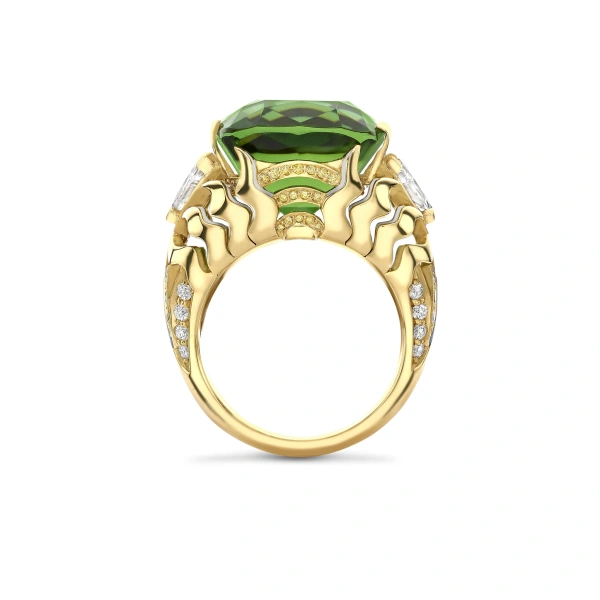 Boodles A Family Journey Seville Green Tourmaline Yellow Gold Ring | Fine Rings | Coveti