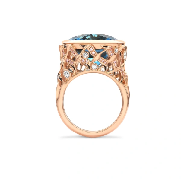 Boodles Africa Flamingo Lake Nakuru Aquamarine Rose Gold Ring | Fine Rings | Coveti