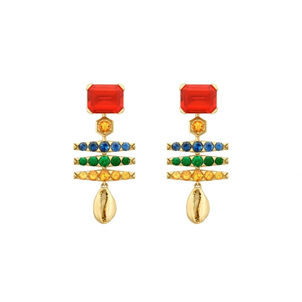 Boodles Africa Maasai Mara Fire Opal Yellow Gold Earrings | Fine Earrings | Coveti