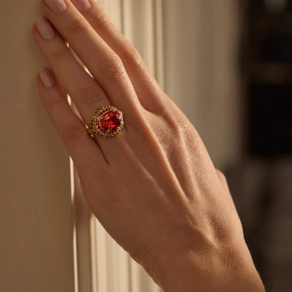 Boodles Africa Maasai Mara Garnet Yellow Gold Ring | Fine Rings | Coveti