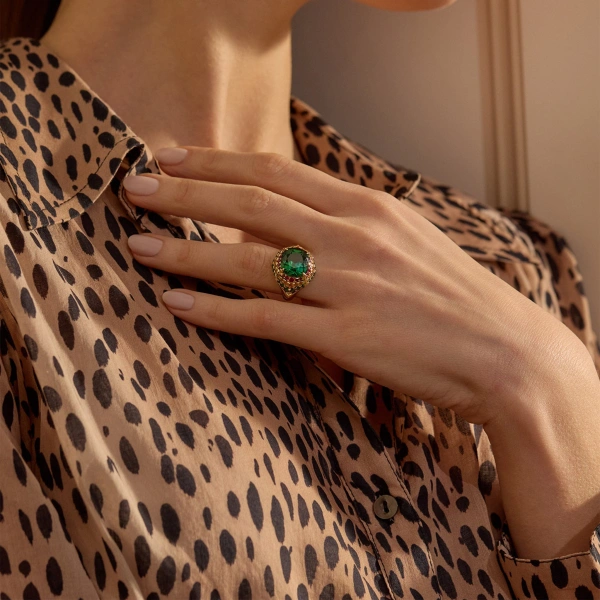 Boodles Africa Maasai Mara Green Tourmaline Yellow Gold Ring | Fine Rings | Coveti