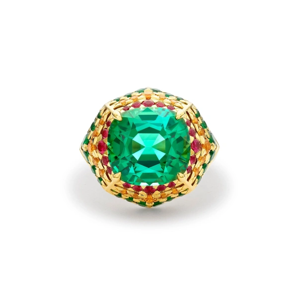 Boodles Africa Maasai Mara Green Tourmaline Yellow Gold Ring | Fine Rings | Coveti
