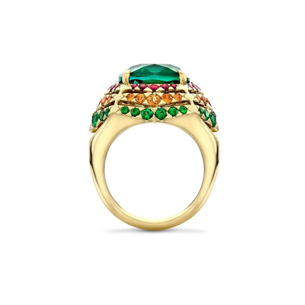 Boodles Africa Maasai Mara Green Tourmaline Yellow Gold Ring | Fine Rings | Coveti