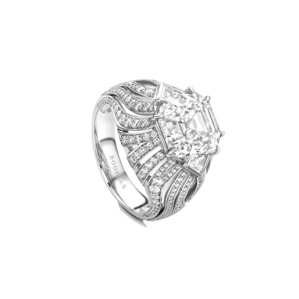 Africa Victoria Falls Asscher Diamond Platinum Ring