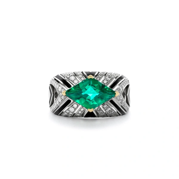 Boodles Africa Zebra Kite Emerald Ring | Fine Rings | Coveti