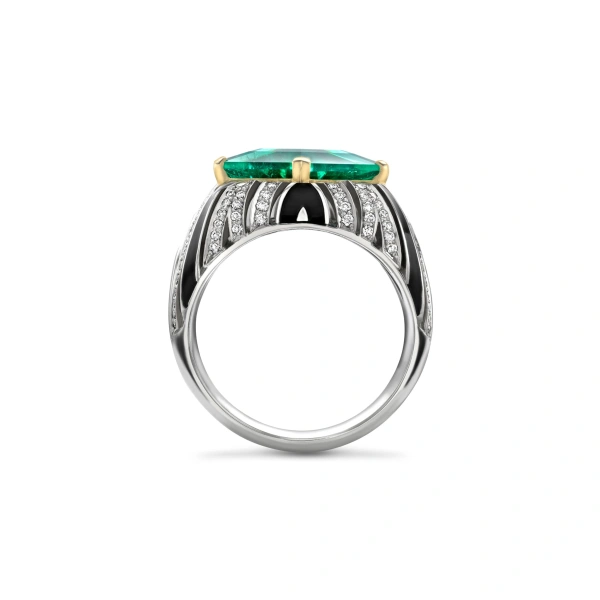 Boodles Africa Zebra Kite Emerald Ring | Fine Rings | Coveti