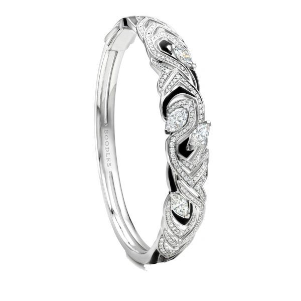 Boodles Africa Zebra Platinum Diamond Bangle | Fine Bracelets | Coveti