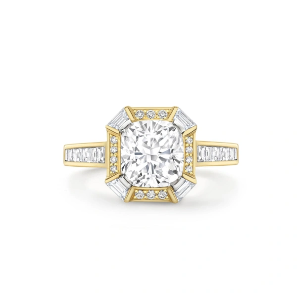 Boodles Art Deco Cushion Diamond Yellow Gold Ring | Fine Rings | Coveti